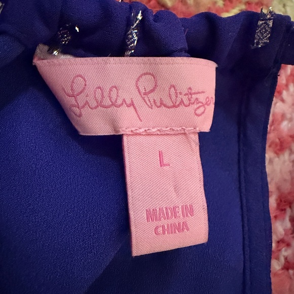 Lilly Pulitzer NWOT Dark Purple Metallic Embellished Halter Top - Picture 6 of 7